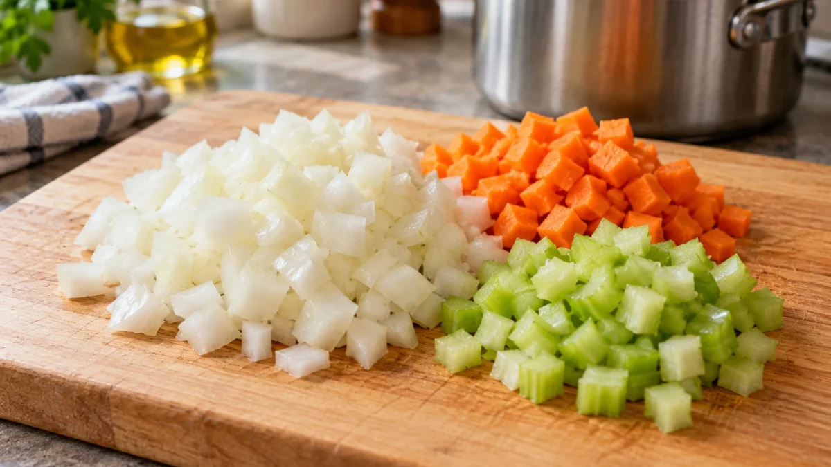 O que é mirepoix e como usar nos caldos e molhos